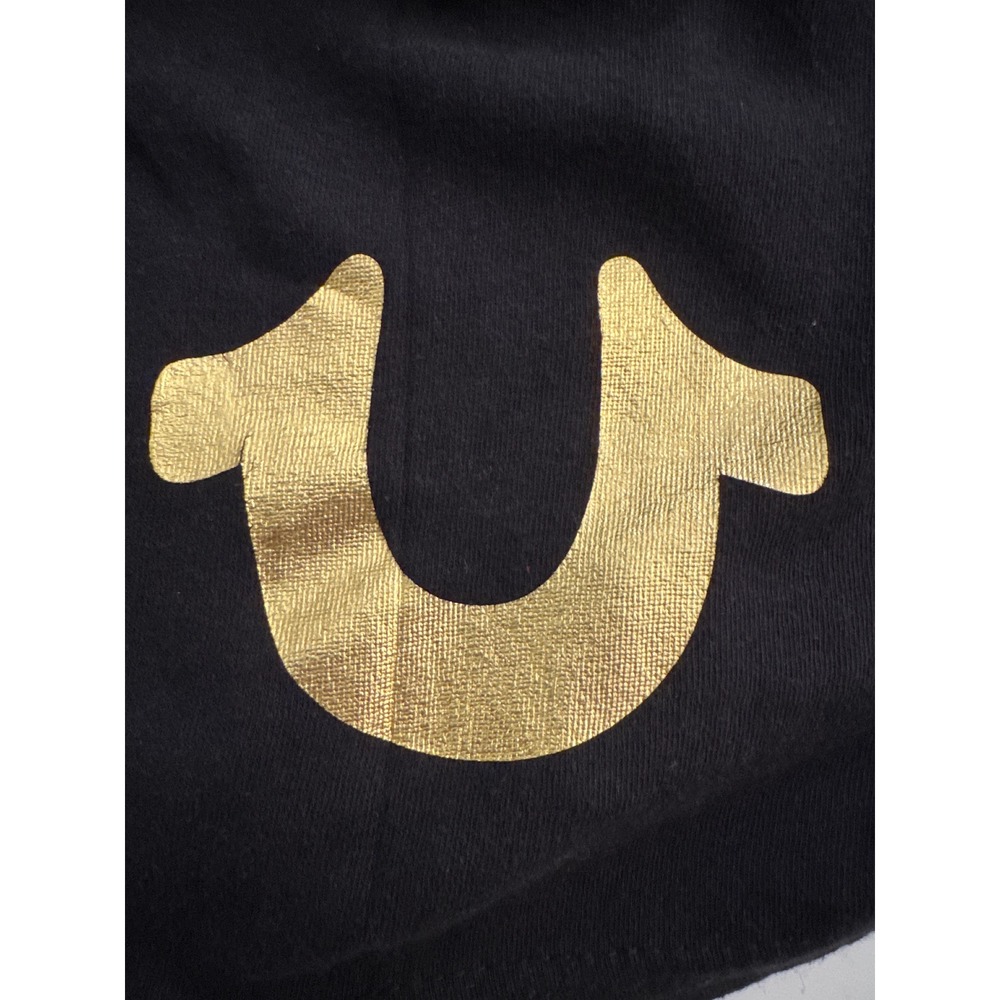 True Religion Black Cotton T Shirt Men's Extra Large Gold Logo Tee - Picture 5 of 5
